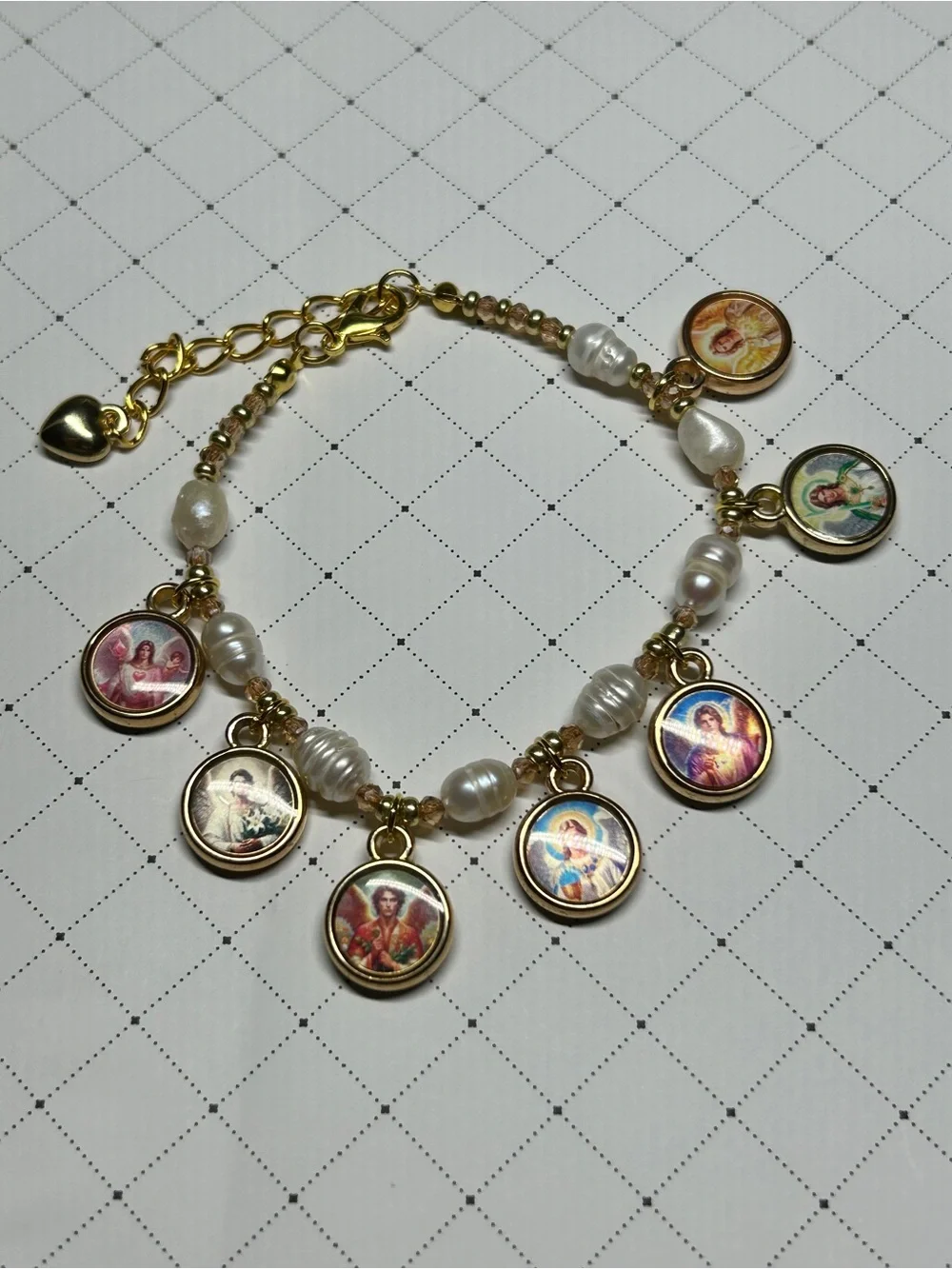 Freshwater Pearl Bracelet with Seven Archangels
